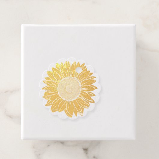 Liebe und Dank der rustikalen Goldfoil Sonnenblume Geschenkanhänger (Mit Box)