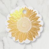 Liebe und Dank der rustikalen Goldfoil Sonnenblume Geschenkanhänger (Vorderseite)