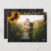 Liebe und dank der rustikalen Sonnenblumenhochzeit Postkarte (Vorne/Hinten)
