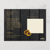 Liebe und dank der rustikalen Sonnenblumenhochzeit Postkarte (Rückseite)