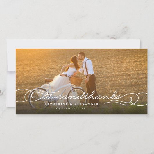 Liebe und Dank der stilvollen Script Multi-Foto-Ho Dankeskarte (Vorderseite)