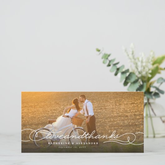 Liebe und Dank der stilvollen Script Multi-Foto-Ho Dankeskarte (Stehend Vorderseite)