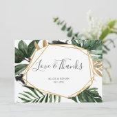 Liebe und Dank der tropischen Hochzeit im Grünen Dankeskarte (Stehend Vorderseite)