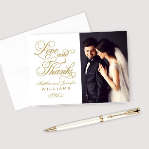 Liebe und Dank des White Antique Gold Hochzeitssch Dankeskarte