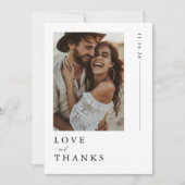 Liebe und Dank | Einfache Hochzeit von Fotos Dankeskarte (Vorderseite)