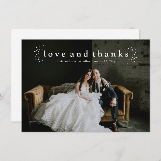 Liebe und dank einfachem Foto Hochzeit Dankeskarte (Vorne/Hinten)