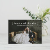 Liebe und dank einfachem Foto Hochzeit Dankeskarte (Stehend Vorderseite)