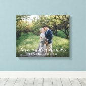 Liebe und dank einfachem Script Vollblut Foto Leinwanddruck (Insitu (Holzboden))