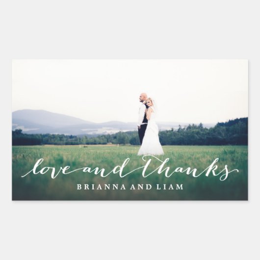 Liebe und dank einfachem Script Vollblut Foto Rechteckiger Aufkleber (Vorderseite)