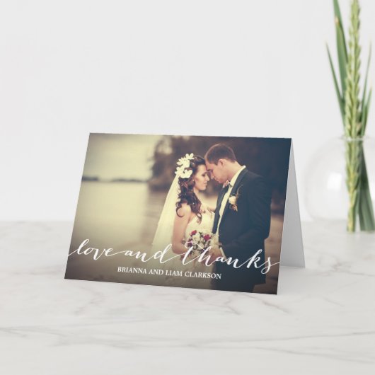 Liebe-und Dank-einfaches Skript-volles BlutFoto Dankeskarte (Vorderseite)