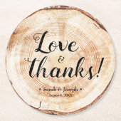 Liebe und Dank einzigartiger rustikaler Gastgesche Runder Pappuntersetzer (Vorderseite)