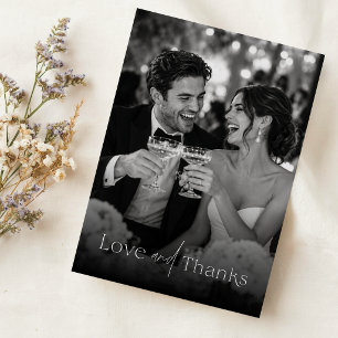 Liebe und Dank Elegant Schrift Foto Hochzeit Dankeskarte