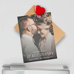 Liebe und Dank Elegant Script Hochzeitsfoto Magnet