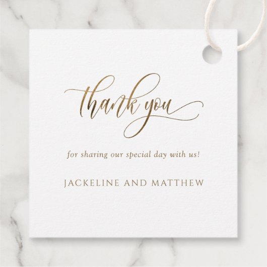 Liebe und Dank, Elegante Goldene Kalligraphie Geschenkanhänger (Rückseite)