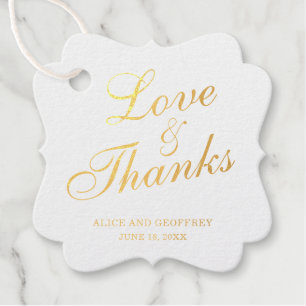 Liebe und Dank Elegante Goldfolie Hochzeit Geschenkanhänger