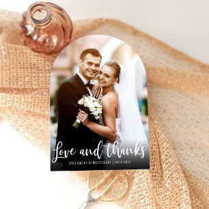 Liebe und Dank Elegante Hochzeit Danke Foto Karte