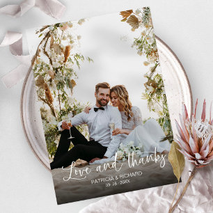 Liebe und Dank Elegante Kalligrafie Foto-Hochzeit Dankeskarte