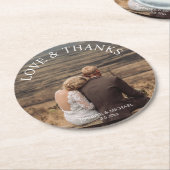 Liebe und Dank, elegante Typografie Hochzeitsfeier Runder Pappuntersetzer (Angewinkelt)