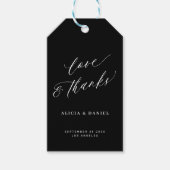 Liebe und dank eleganter Kalligraphie Hochzeitstas Geschenkanhänger (Vorderseite)