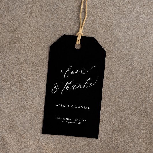 Liebe und dank eleganter Kalligraphie Hochzeitstas Geschenkanhänger