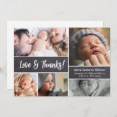 Liebe und dank Foto Collage Baby Dusche Dankeskarte (Vorne/Hinten)