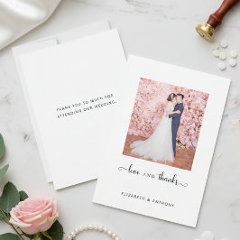 Liebe und Dank Foto Elegante Script Chic Hochzeit Dankeskarte