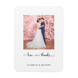 Liebe und Dank Foto Elegantes Script Chic Hochzeit Magnet