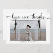 Liebe und Dank Foto Hochzeit Einfaches Elegantes C Dankeskarte (Vorne/Hinten)