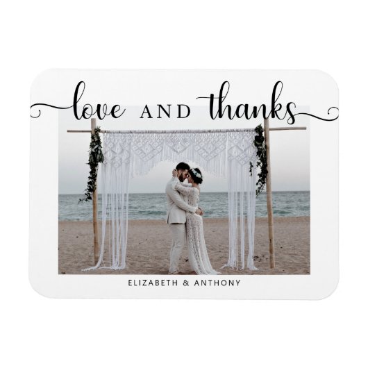 Liebe und Dank Foto Hochzeit Einfaches Elegantes C Magnet (Horizontal)