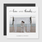 Liebe und Dank Foto Hochzeit Einfaches Elegantes C Magnetkarte (Vorne/Hinten)