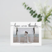 Liebe und Dank Foto Hochzeit Einfaches Elegantes C Postkarte (Stehend Vorderseite)