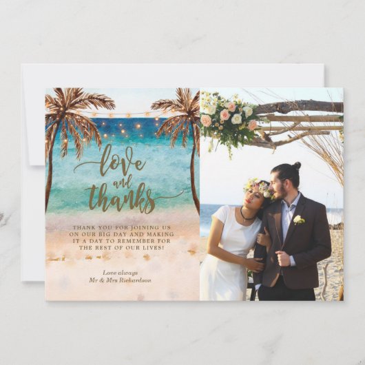 Liebe und Dank-Foto kardieren tropischen boho Dankeskarte (Vorderseite)