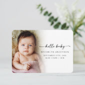 Liebe und Dank | Foto Overlay Hello Baby Dankeskarte (Stehend Vorderseite)