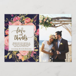 Liebe und dank Fotokarte boho Blumenwehr Dankeskarte