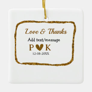 Liebe und Dank fügen Sie Pärchen Namen goldschwarz Keramikornament