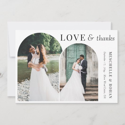 Liebe und Dank für das elegante Arches Wedding Fot Dankeskarte (Vorderseite)