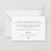 Liebe und Dank für das Foto Babydusche Danke Mitteilungskarte (Rückseite)