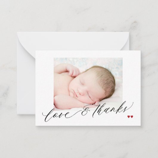 Liebe und Dank für das Foto Babydusche Danke Mitteilungskarte (Vorderseite)