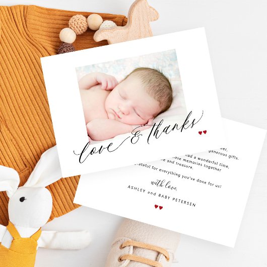 Liebe und Dank für das Foto Babydusche Danke Mitteilungskarte