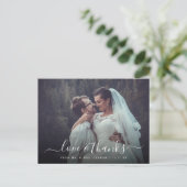 Liebe und Dank für das Hochzeitungs-Foto-Overlay Postkarte (Stehend Vorderseite)