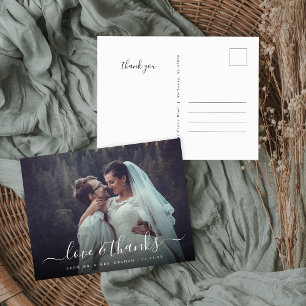 Liebe und Dank für das Hochzeitungs-Foto-Overlay Postkarte