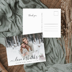 Liebe und Dank für das Hochzeitungs-Foto-Overlay Postkarte