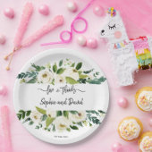 Liebe und Dank für die farbenfrohe, weiße Blütenra Pappteller (Party)