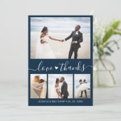 Liebe und Dank für die Hochzeit der Navy Dankeskarte (Stehend Vorderseite)