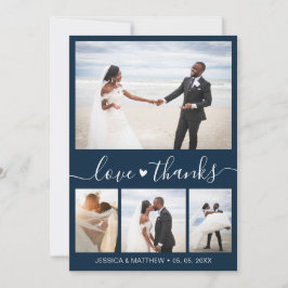 Liebe und Dank für die Hochzeit der Navy Dankeskarte