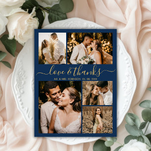Liebe und Dank für die Hochzeit der Navy Dankeskarte