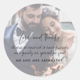 Liebe und Dank für Hochzeit Foto Gefallen Stickers