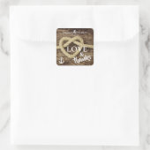 Liebe und Dank für Hochzeiten Quadratischer Aufkleber (Tasche)