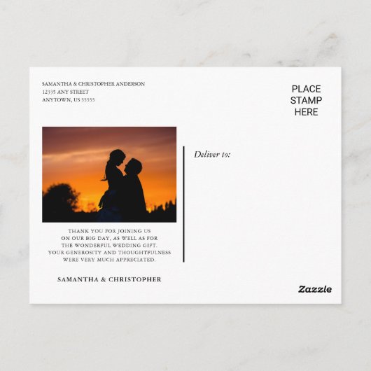 Liebe und Dank für Ihre Hochzeit. Postkarte (Rückseite)