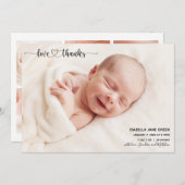Liebe und Dank Geburtshinweis Foto-Karte Ankündigung (Vorne/Hinten)
